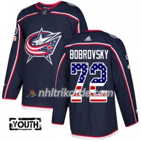 Blue Jackets Trikot Sergei Bobrovsky 72 Adidas 2017-2018 Marineblau USA Flag Fashion Authentic - Kinder